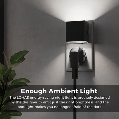 L LOHAS LED Night Lights Plug into Wall,[2-Pack] Plug in Night Light with Dusk to Dawn Sensor,Brightness Adjustable,3000K Warm White,Dimmable Nightlight for Adults Bathroom Hallway Kitchen
