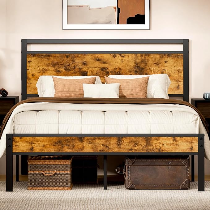 Z-hom Upgraded Full Size Bed Frame, Heavy Duty Metal Sturdy Full Bed Frame