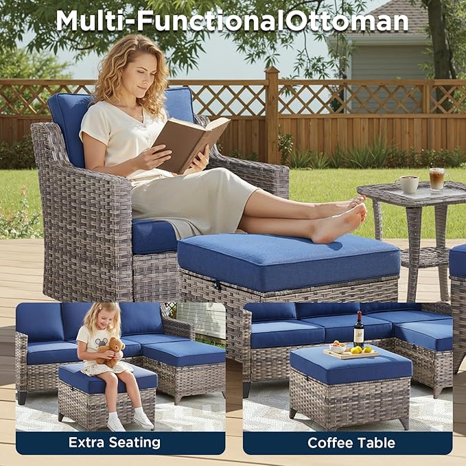 Outdoor Patio Furniture Set-5 Pieces All-Weather Wicker Outdoor Furniture
