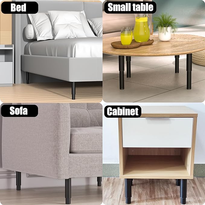Metal Adjustable Furniture Legs 7-12.6 inch, Wlrrcwdttc Bed Support Legs