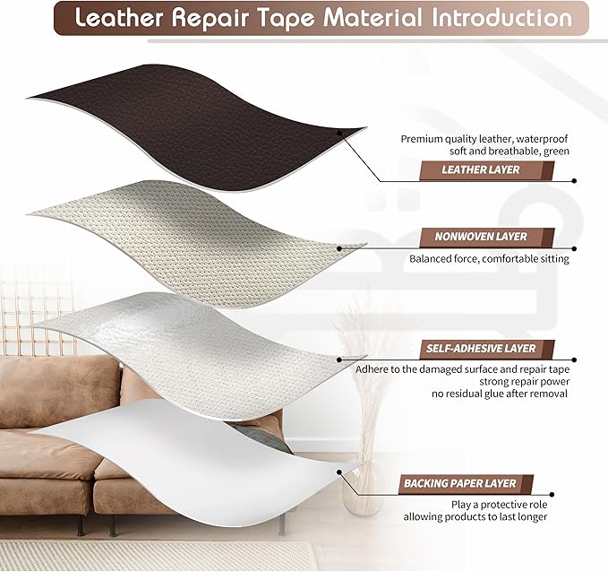 KING MOUNTAIN Leather Repair Patch, 16 x 60 Inches self Adhesive Leather Repair