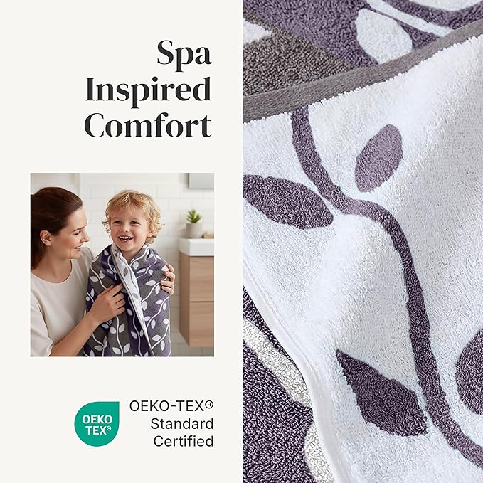 Modern Threads Organic Vines 6-Piece 100% Cotton Towel Set – Yarn Dyed Jacquard