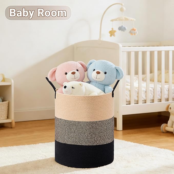 Tall Laundry Basket with Handles, 72L Portable Dirty Clothes Hamper, Boho