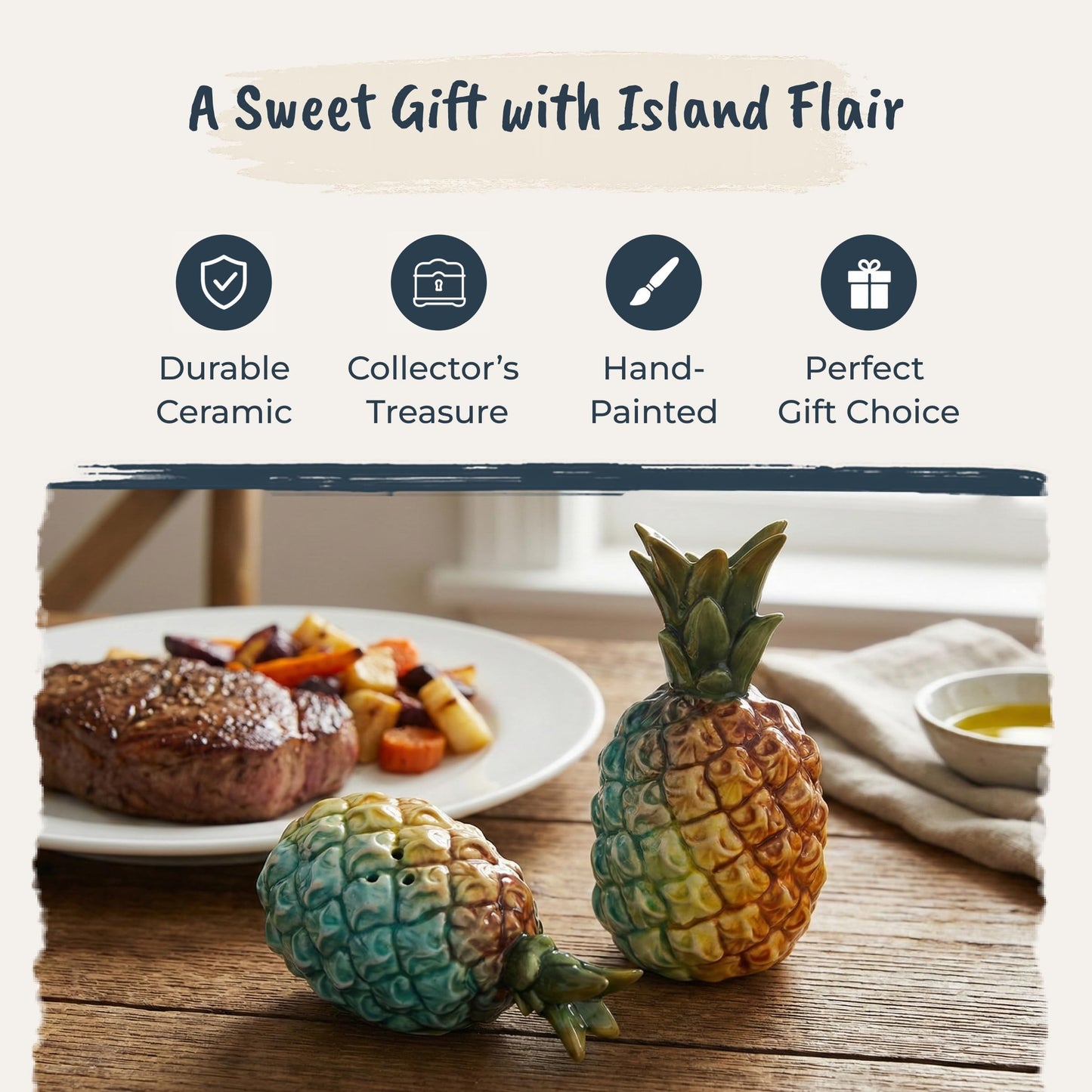 Blue Sky Ceramic Pineapple Salt & Pepper Set