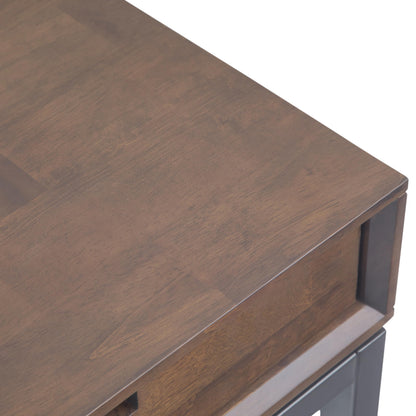 SIMPLIHOME Banting Desk - 72 Inch Wide Solid Wood and Metal Writing Desk in Walnut Brown, Modern Industrial Home Office Computer Table for Study with 2 Drawers and Flip-Down Keyboard Tray