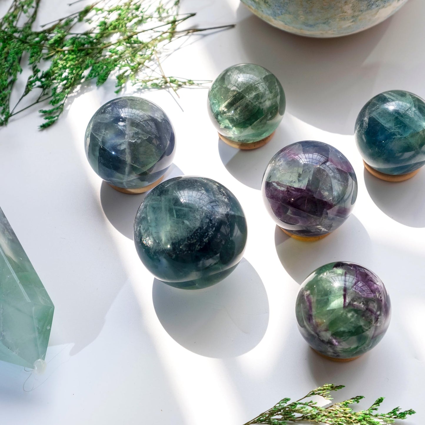 Rainbow Fluorite Crystal Sphere - 1.6-2.0" Inches, Gem-Grade Clarity, Witchcraft Supplies, Healing Crystal for Spooky Room, Ideal for Reiki, Chakra, Feng Shui, Meditation, Healing, and Home Decor