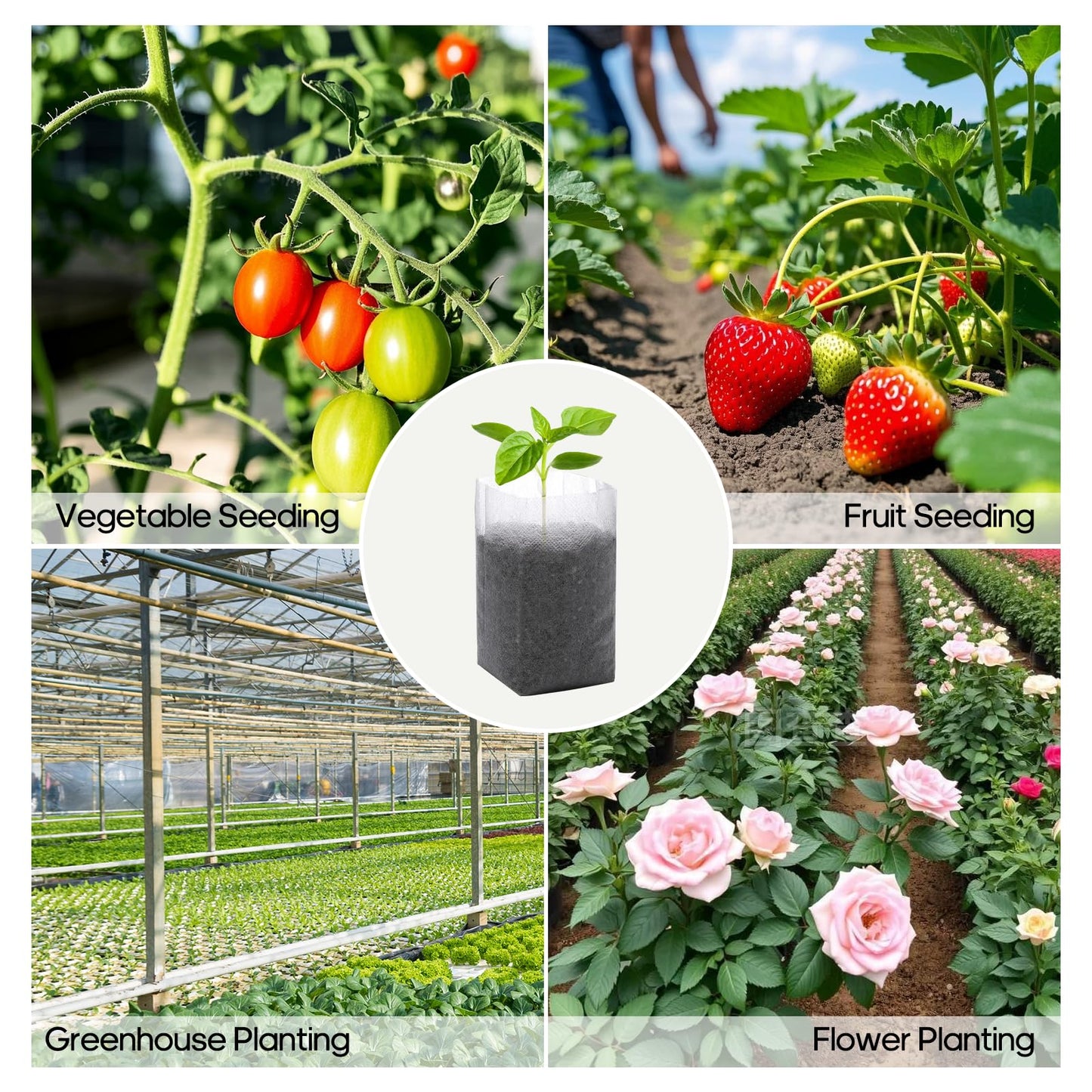 DFKPVBHB Plant Grow Bags 11"x11"100pcs Biodegradable Planting Bags Seed Starter Pots Non-Woven Seedling Nursery Pots Home Garden Supply for Vegetable Flower Fruit Tree