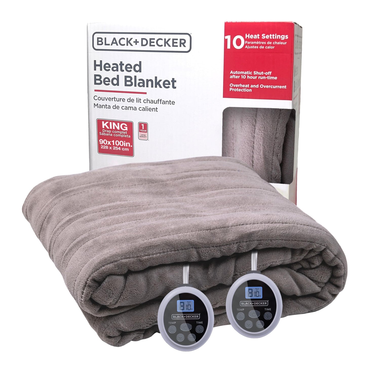 BLACK+DECKER Heated Blanket Electric Throw, Fleece Electric Blanket, Heating Blanket with 4 Heating Levels, 3H Timer, Auto Shutoff, Fast Heating (50x60 inches, Maroon)
