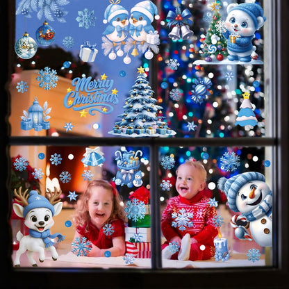 231PCS Christmas Window Clings for Glass, Cute Santa Claus Gingerbread Man Snowman Stickers Xmas Window Decals for Wtiner Christmas Holiday Party Home Office Classroom Decorations