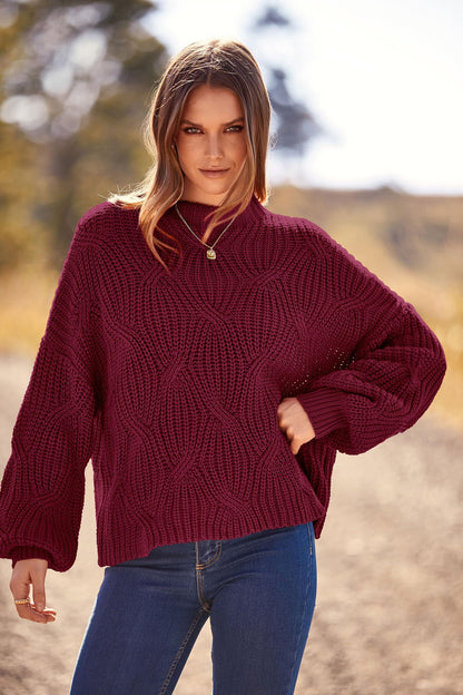 PRETTYGARDEN Women's Fall Oversized Pullover Sweaters Casual Crewneck Long Sleeve Chunky Cable Knit Tops Winter Clothing