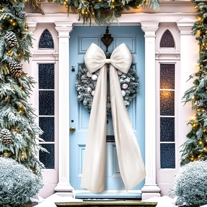 Daifunli 20 x 47 Inches Extra Large Satin Bows Decorations Giant Bow with Long Ribbon for Home Wedding Birthday Wall Engagement Party Backdrop Christmas Tree Topper Decor(Champagne Gold)