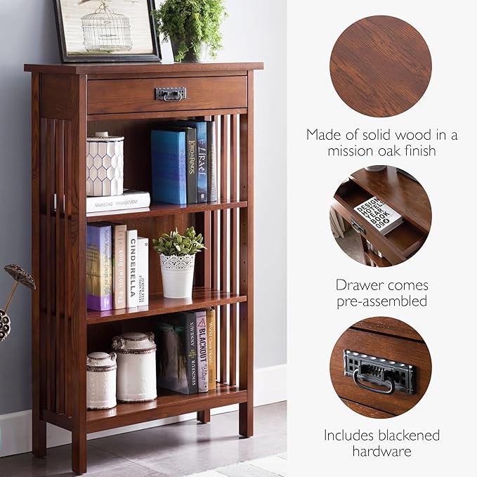 Leick Home 82262 Mission Mantel Height Bookcase