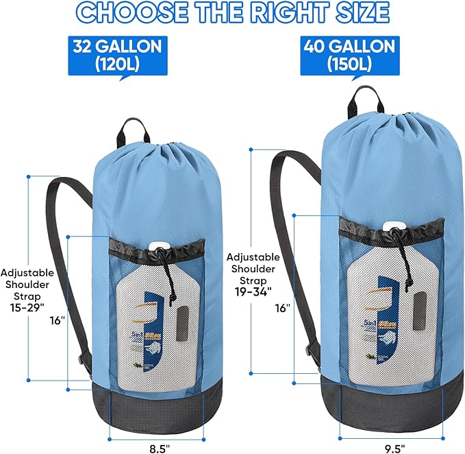 BALEINE 120L Laundry Bag Backpack, 900D Oxford Fabric Large Travel Laundry Bags