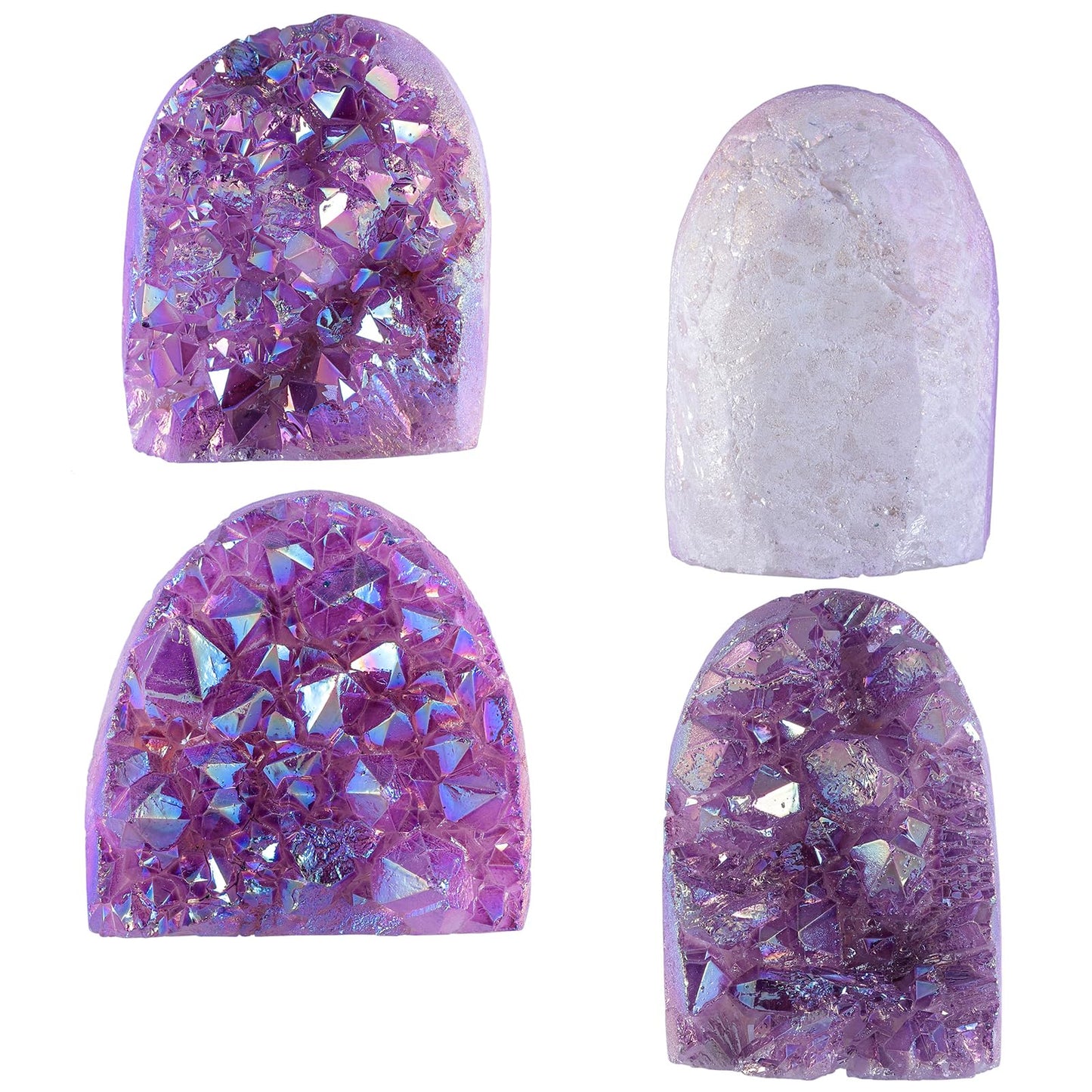 SUNYIK Purple Titanium Coated Rock Quartz Crystal Cluster Upright Natural Raw Rough Stone Mineral Specimen for Tabletop Decor Healing Meditation