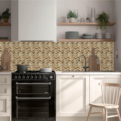 HOMETITUTE 20Pcs Gold Marble Mosaic Tile Stickers Peel and Stick Decorative Tiles Waterproof Removable Sticker Tiles Backsplash Decals for Kitchen Bathroom Stair Riser Wall Covering 4x4 Inch(not 3D)