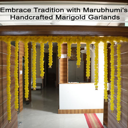 Marubhumi 5 PC 4.5 Feet Artificial Marigold Flower Garland with Bells for Diwali, Wedding, Home & Festival Decoration (Yellow)