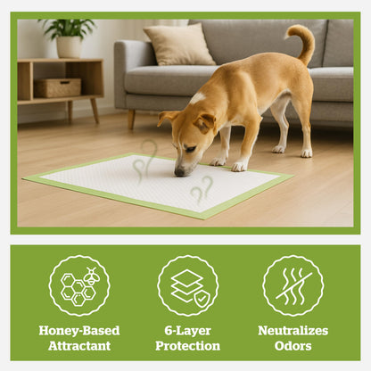 Pogi's Dog Training Pads with Sticky Tabs – Eco-Friendly, Odour Blocking & Super Absorbent – 40-Pack (60 × 90 cm)