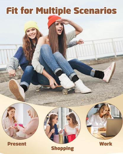 Ludaro 5 Pairs Slouchy Socks for Women, Soft Cotton Long Scrunch Tube Stockings for Women Girls, Casual Crew Boot Thigh High Thick Knit Slouch Socks for Winter