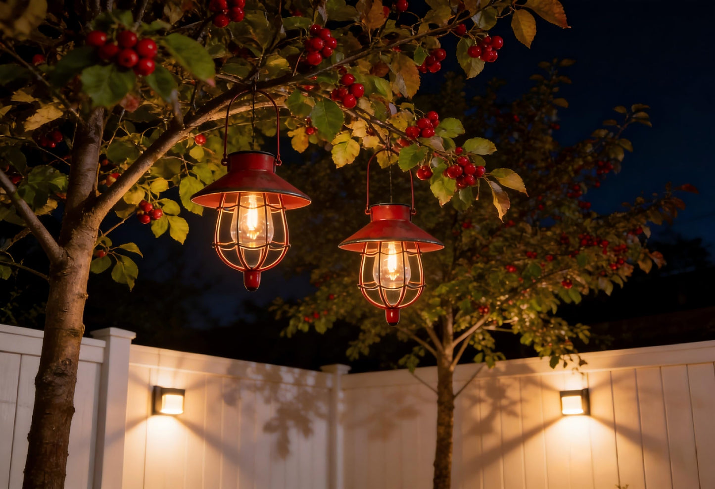 YAKii 2 Pack Solar Lantern Hanging Waterproof Outdoor Metal Solar Lamp with Warm White Light Decorate for Yard Garden Pathway Patio Porch Decor (Red)