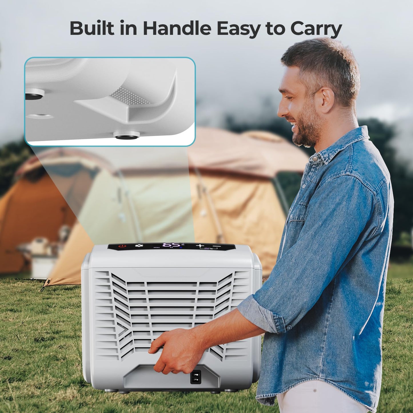 Electactic 12 Volt Electric Cooler, 15.79QT(15L) Car Fridge, Portable Refrigerator with Intelligent Control Panel, 12V Cooler -4℉~68℉, Portable Freezer AC/DC for Camping, Travel, Truck