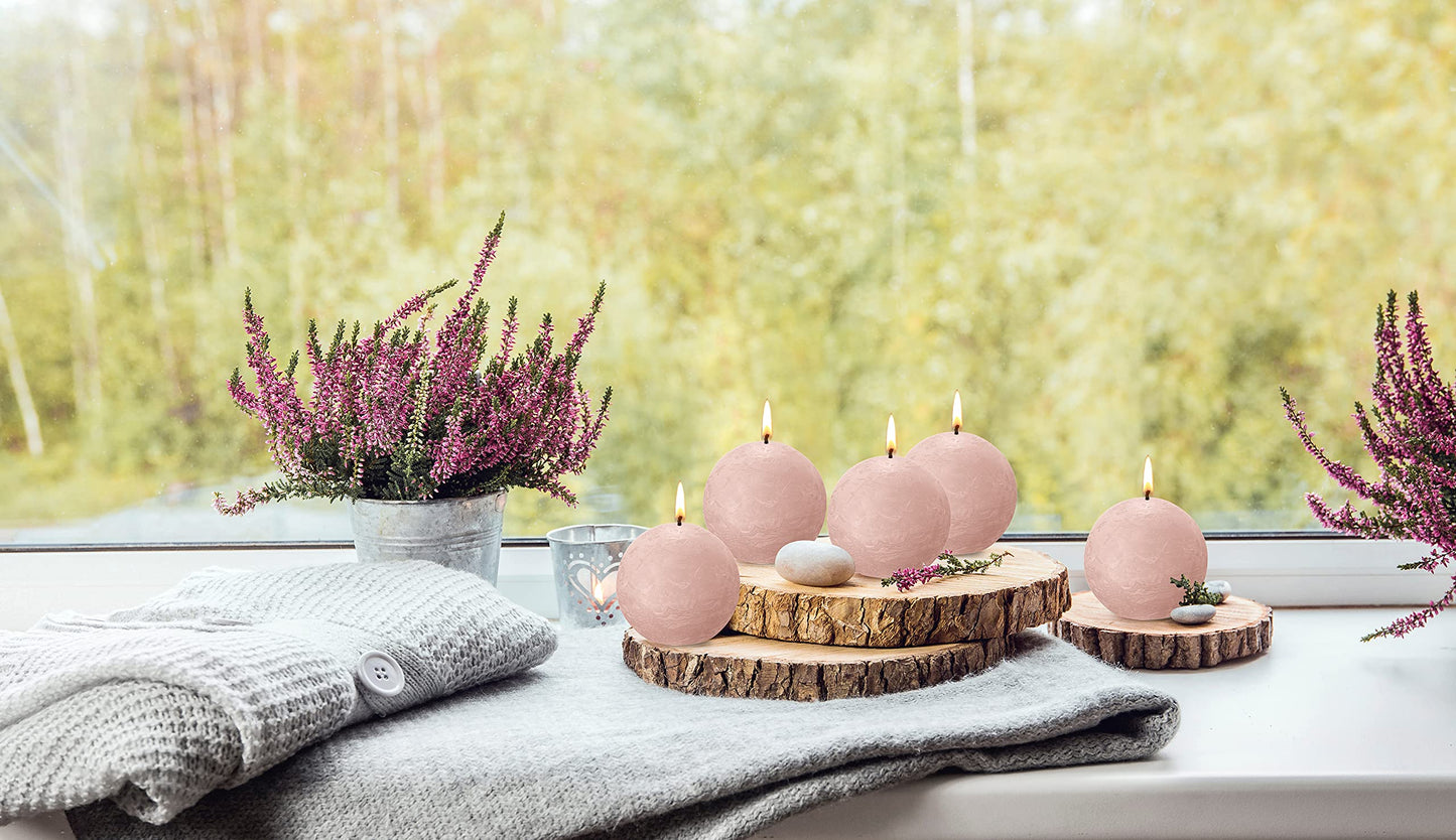 BOLSIUS 3 Pack Ivory Rustic Ball Pillar Candles - 3 Inch - Premium European Quality - Includes Natural Plant-Based Wax - Unscented 25 Hour Party Décor and Wedding Candles