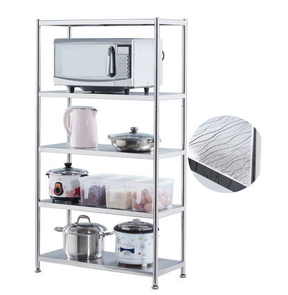 susunnus Stainless Steel Shelves 23.6in-5 Tier, Stainless Steel Shelf Organizer, Kitchen Storage Shelves,Artistic Texture, Pragmatic & Sturdy & Waterproof