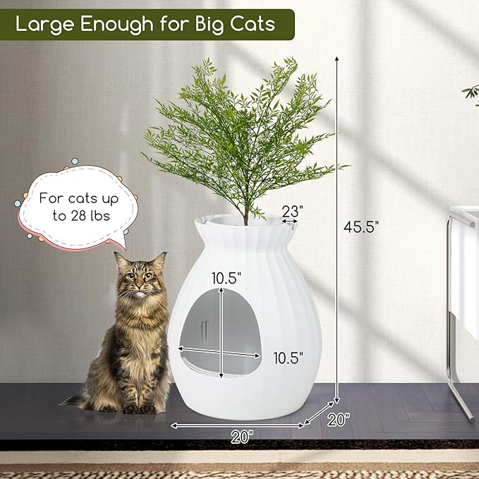 Tangkula Plant Litter Box, Hidden Cat Litter Box Enclosure Furniture