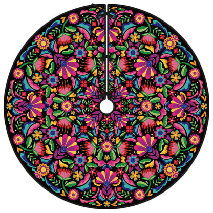 Mexican Christmas Tree Skirt 48 Inch Feliz Navidad Tree Collar Mexico Dahlia Tree Decor Mexican New Year Xmas Decor Christmas Decorations for Home Party