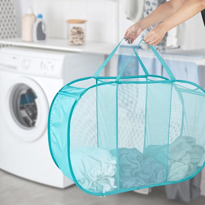 Seiritex Mesh Popup Laundry Hamper 3 Compartment Sortable Horizontal