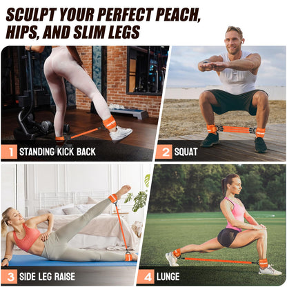 Ankle Resistance Bands with Cuffs, Ankle Weights Bands for Working Out, Women Leg and Glutes Workout Equipment, Exercise Bands for Kickbacks, Butt and Booty Trainer, Home Gym Fitness Equipment
