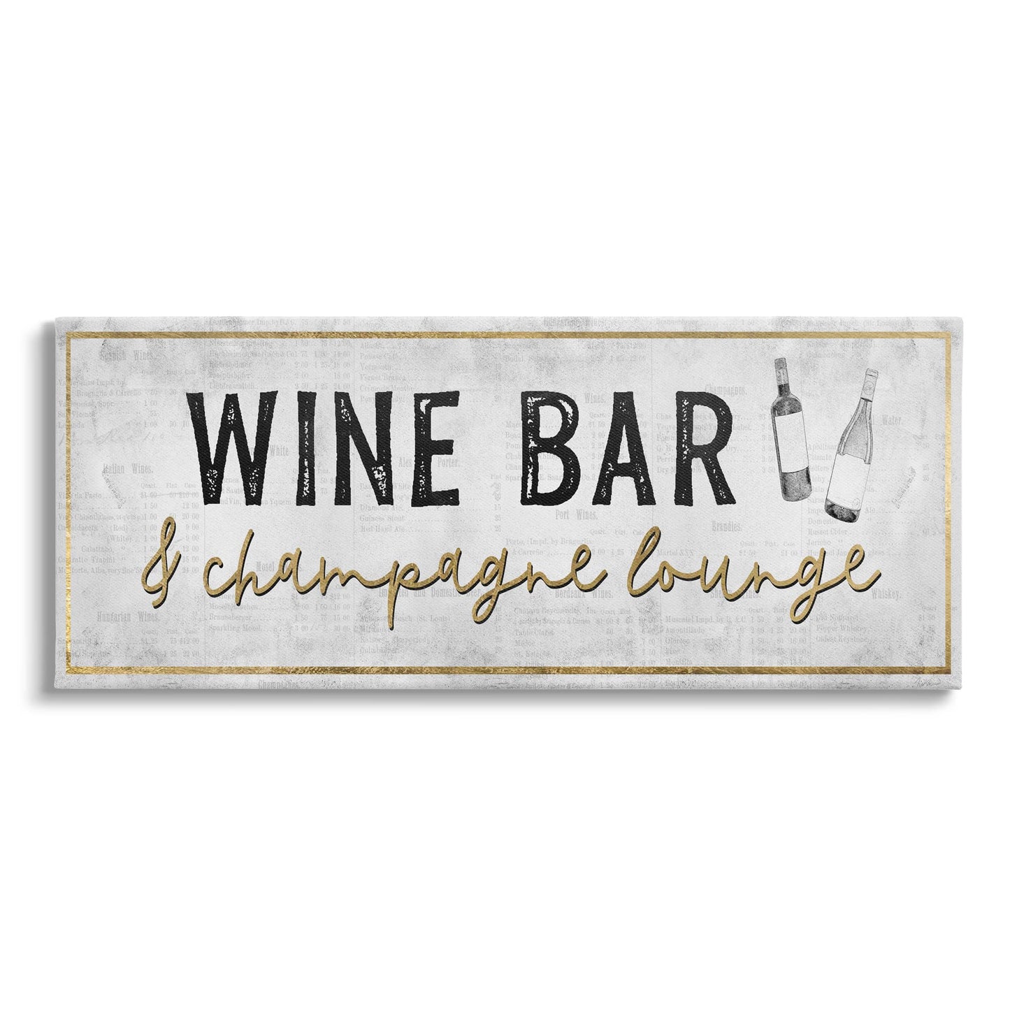 Stupell Industries Wine Bar Champagne Lounge Distressed Vintage Kitchen Sign, Design by Natalie Carpentieri, Beige, 24 x 10