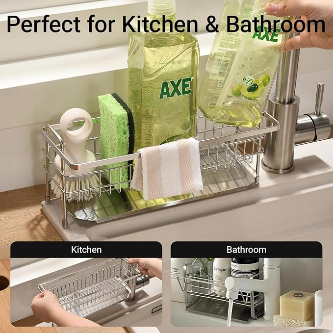 Sponge Holder for Kitchen Sink BANJEKT Sink Caddy Dish Sponge Holder Rustproof