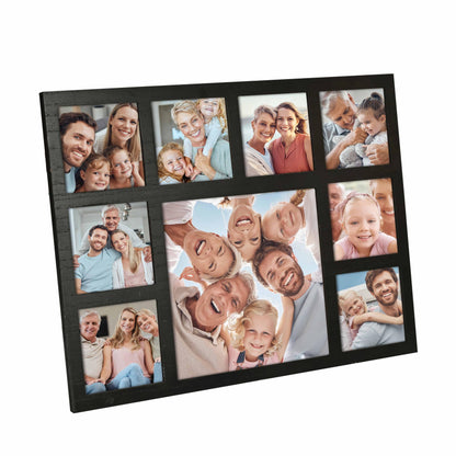 MONT PLEASANT Picture Frame Collage Family Photos Display 4x4 and 8X8-9 Openings Collage Picture Frame for Wall for Tabletop Stand Black Picture Frames Set for Home Decor Family Gifts