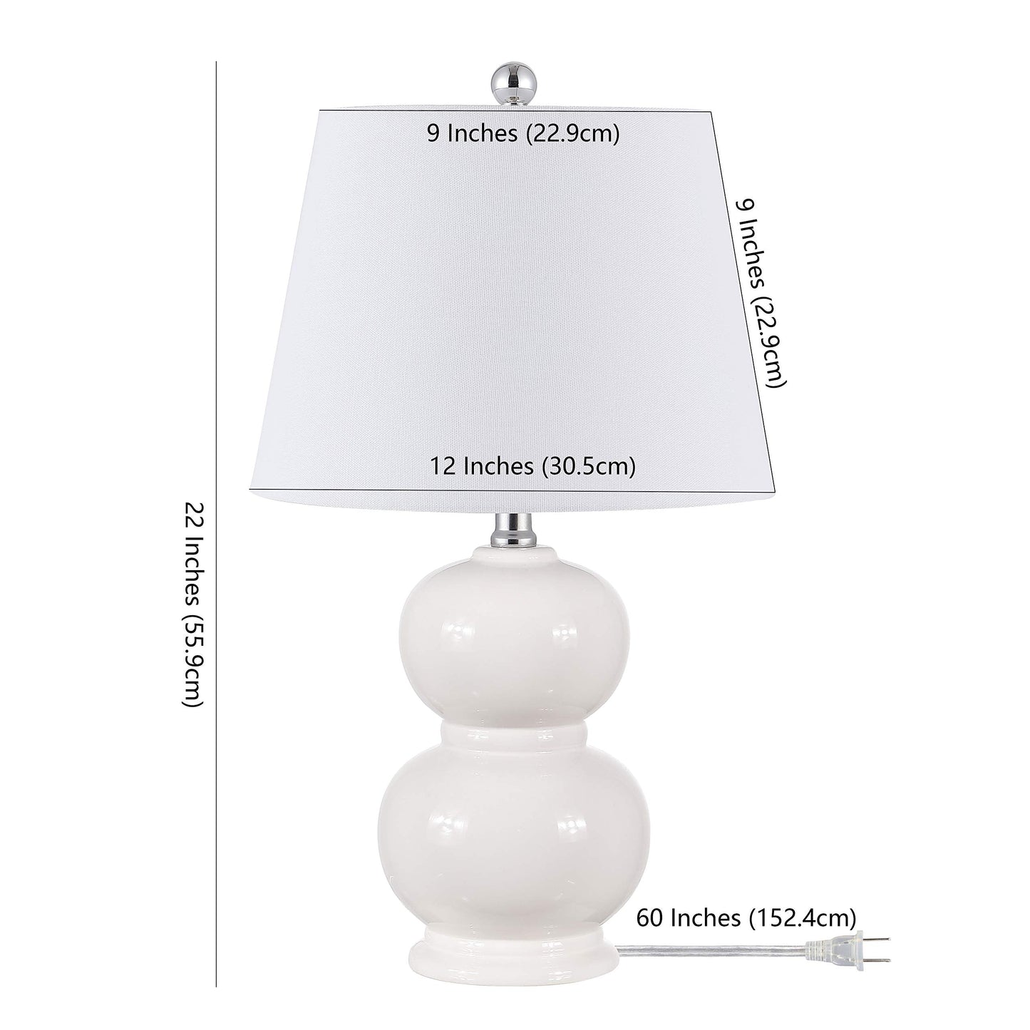 SAFAVIEH Lighting Collection Everlee Modern Contemporary Ivory Ceramic Double Gourd 22-inch Bedroom Living Room Home Office Desk Nightstand Table Lamp (LED Bulb Included)