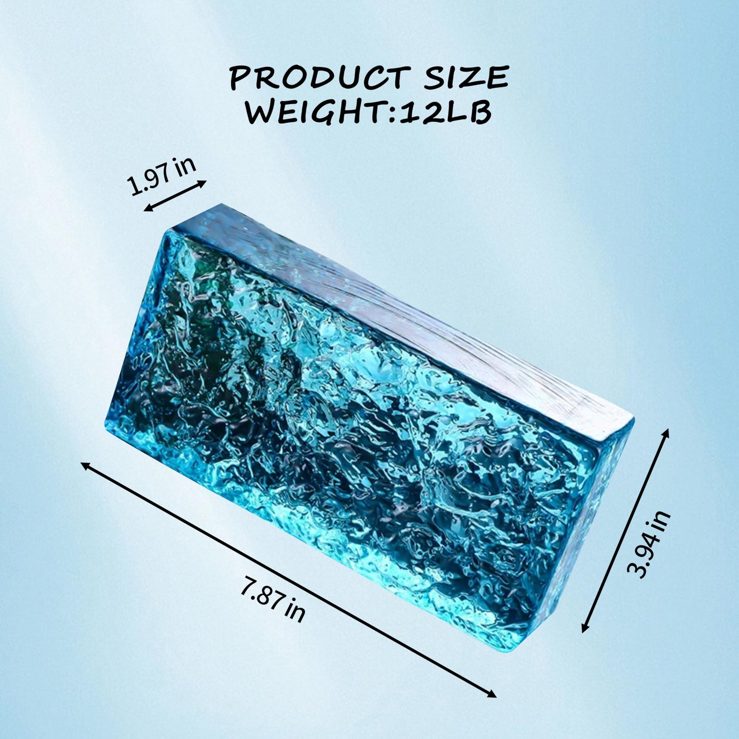 4 Pack-7.9"x3.9"x2" Turquoise Glass Block-ice Crystal Patterned Rectangular Solid Glass Brick - Used in Building Fields Such as Wall partitions, as Well as for DIY Lighting fixtures, DIY Tables etc.