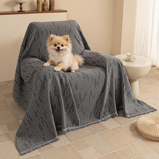 MYSKY HOME Chair Covers Armchair, Recliner Chair Cover Dark Grey Couch Cover