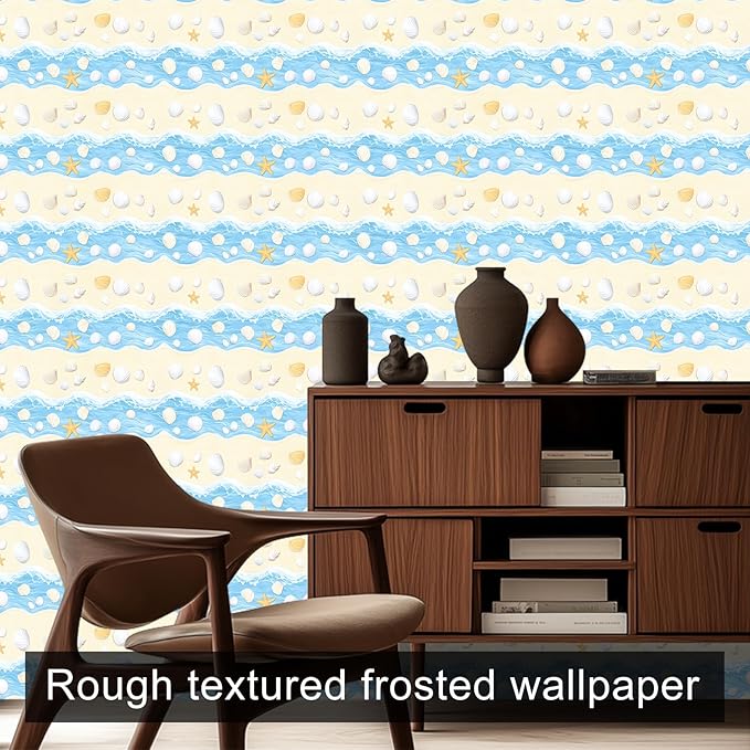 HOMETITUTE Starfish and Seashell Pattern Wallpaper Peel and Stick Self Adhesive