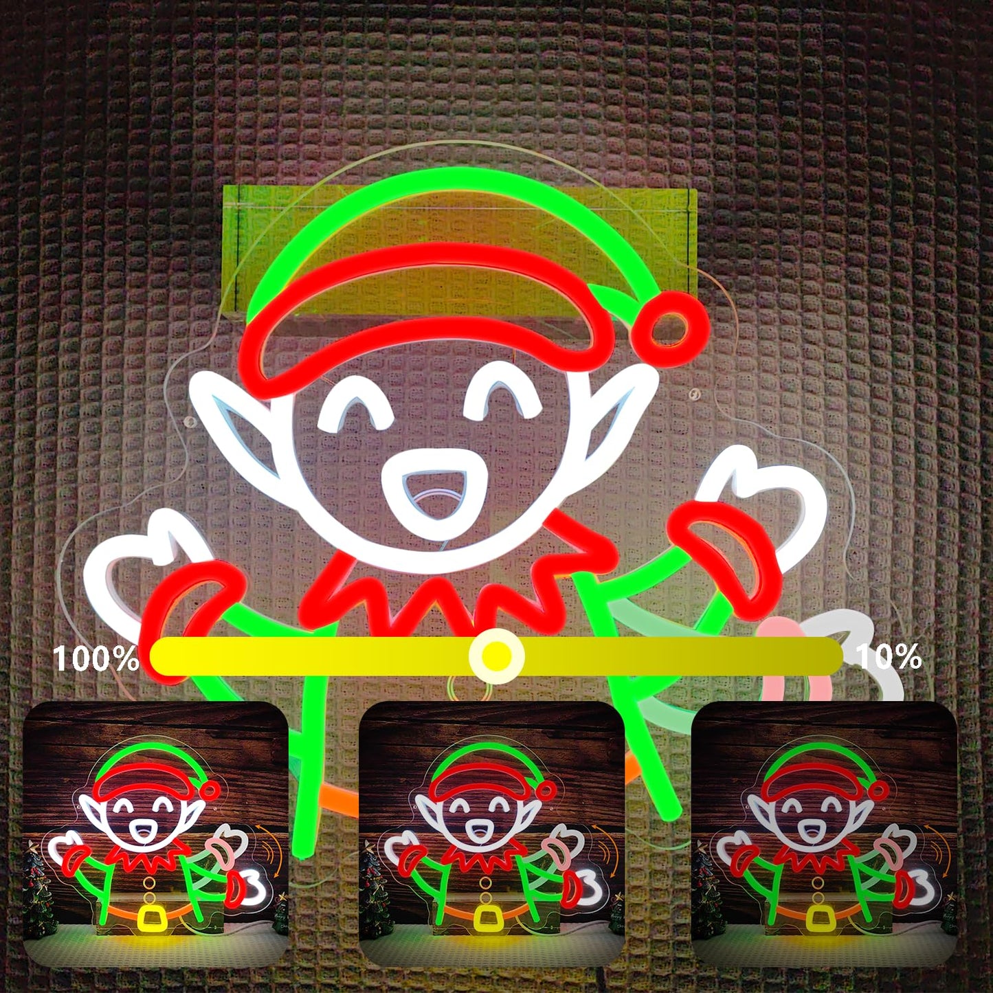 Elf Waving Christmas Neon Sign Elf Neon Sign Dimmable Christmas Led Sign for Wall Decor christmas Neon Window Lights for Holiday Party Bedroom Living Room Window Gifts