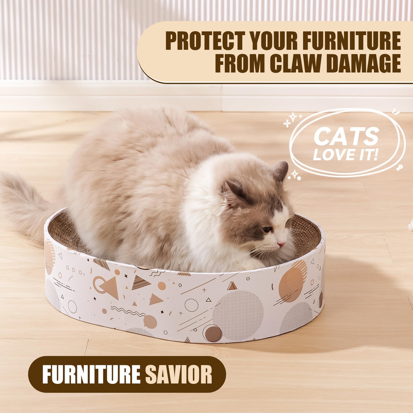 Oval Sturdy Cat Scratching Cardboard Pad Breathable Cat Scratch Pad, Cat Scratching Cardboard for Indoor Cats, Furniture Protecter