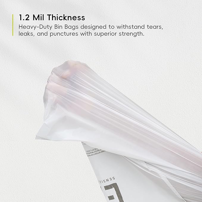 EKO 8 Gallon / 30.3 Liter, Extra-Strong Unscented Garbage Bags, Easy-Dispense