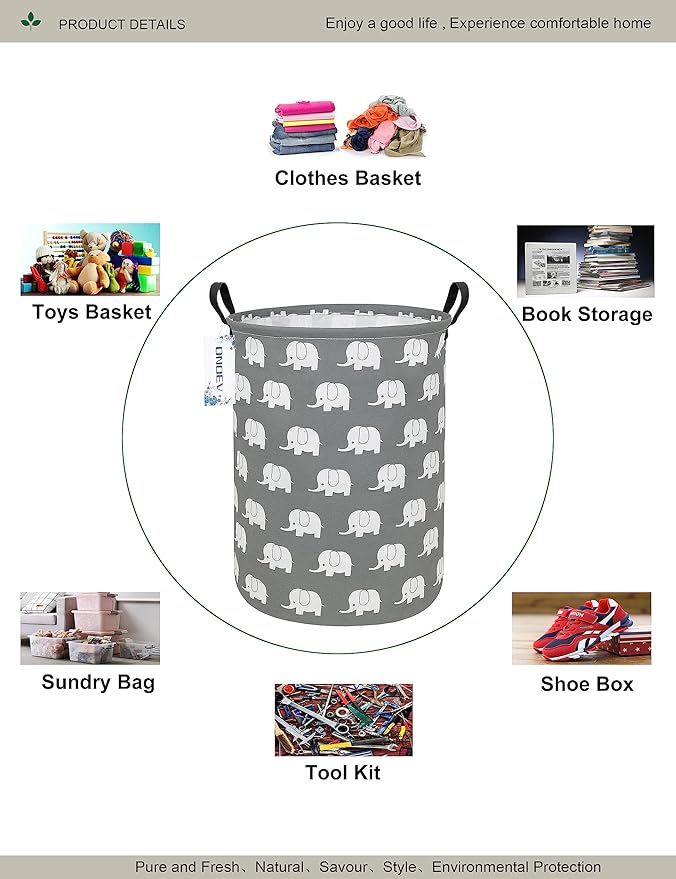 Round waterproof laundry basket, foldable storage basket, laundry Hampers
