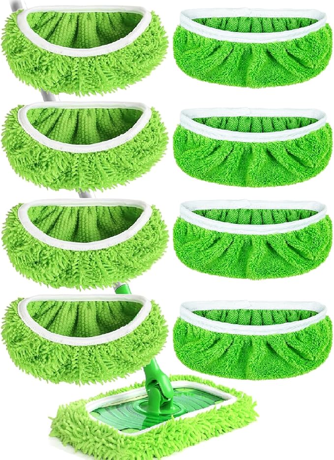 8PCS Reusable Microfiber Mop Pads Washable Wet Pads Compatible