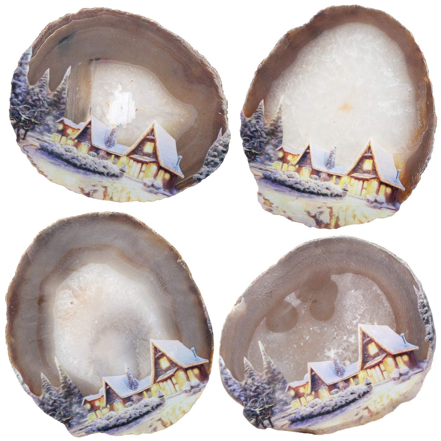 Amogeeli Natural Geode Agate Crystal for Office Home Decor, Prints Arts Decorative Stone with Stand