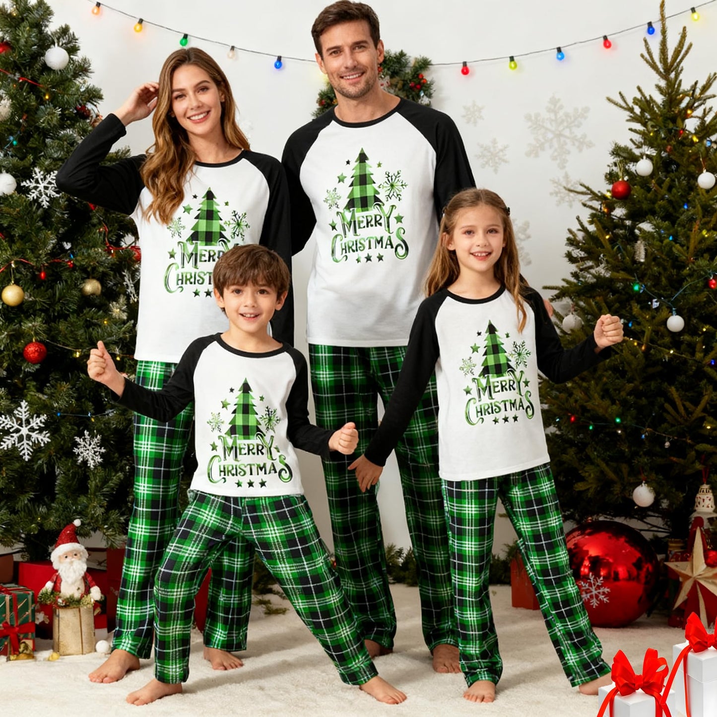 Awoscut Christmas Family Matching Pajamas Christmas Pjs Holiday Nightwear Sleepwear Sets Long Sleeve Pjs(S#697, Mom, M)