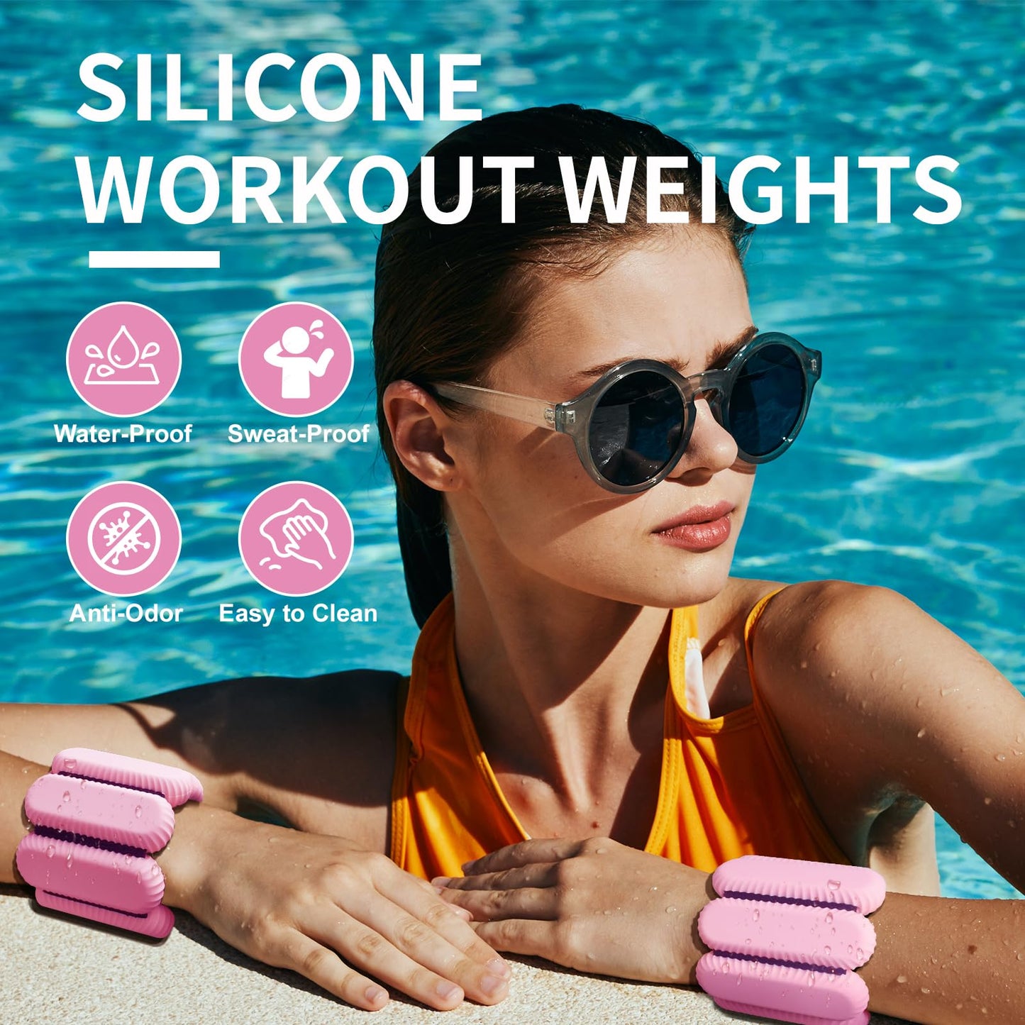 Wrist & Ankle Weights for Women, Wearable Strong Arm & Leg Weights Set of 2(1Lbs Each), Adjustable Ankle Weights for Walking, Yoga, Dance, Barre,Gym,Exercise,Pilates,Walking Running (Pink)