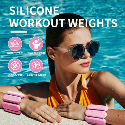 Wrist & Ankle Weights for Women, Wearable Strong Arm & Leg Weights Set of 2(1Lbs Each), Adjustable Ankle Weights for Walking, Yoga, Dance, Barre,Gym,Exercise,Pilates,Walking Running (Pink)
