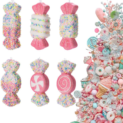 6Pcs 5.9inch Christmas Candy Ornaments Decoration,Hanging Candy Cane Crafts for Xmas Tree Décor,Ideal for Xmas, New Year, Birthdays, Weddings & Home Parties