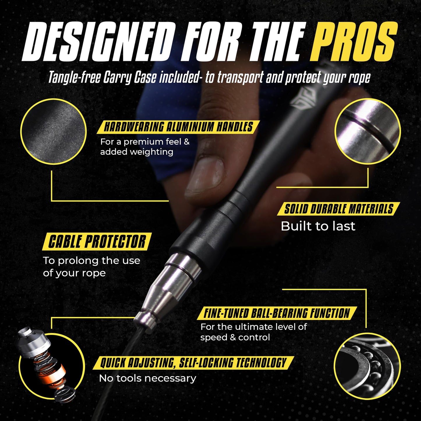 Titan Armour® Speed Rope - Professional Self-Locking & Adjustable, Adult Speed Jump Rope | 2 x Steel Ropes, Cable Protector & Travel Case | Jump Rope Crossfit, Boxing, Fitness MMA for Men & Women (Black-2)