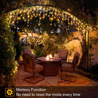 Nielfoi Warm White Christmas Lights Outdoor, 66ft 640 LED Icicle Lights for Outside House with Connectable Clear Wire 8 Modes Timer, Plug in Waterproof for Eaves Yard Party Indoor Holiday Decoration