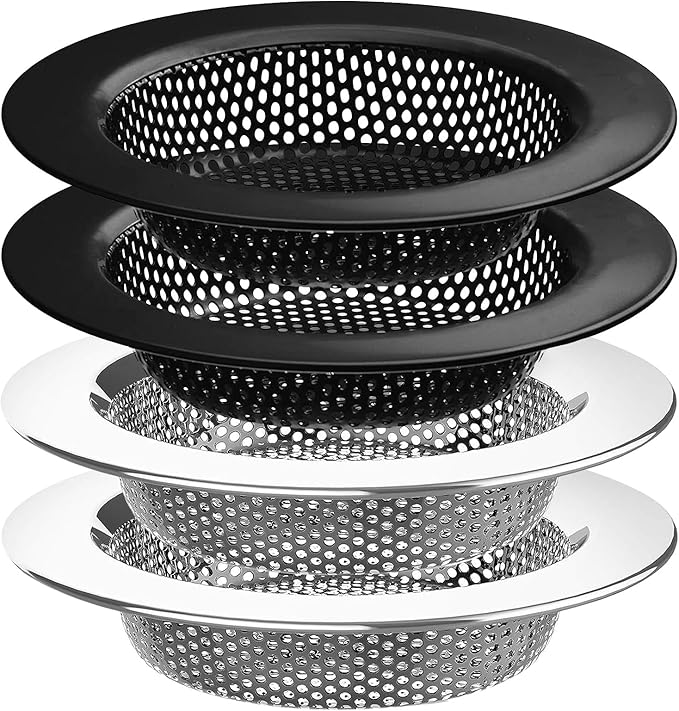 4 Pcs Stainless Steel Mesh Sink Drain Strainer, 4.5" Top / 3" Kitchen Filter